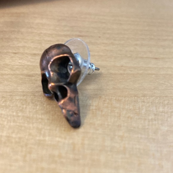 💀🐦‍⬛🎁🛍️Edgar Allen Poe Raven Nevermore Bronze/Copper Skull Ear Piece - Picture 5 of 5